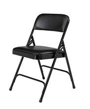 Load image into Gallery viewer, National Public Seating (4 Pack) NPS® 1200 Series Premium Vinyl Upholstered Double Hinge Folding Chair, Caviar Black, Model:1210
