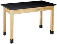 Load image into Gallery viewer, National Public Seating Chem Res Top Science Table, 24&quot; X 48&quot;, Black Top and Ashwood Legs
