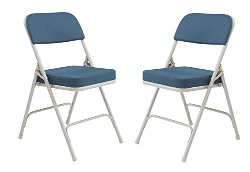 National Public Seating 3200 Series Steel Frame Upholstered Premium Fabric Seat and Back Folding Chair with Double Brace, 300 lbs Capacity, Regal Blue/Gray (Carton of 2)