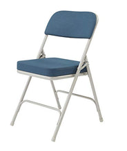 Load image into Gallery viewer, National Public Seating 3200 Series Steel Frame Upholstered Premium Fabric Seat and Back Folding Chair with Double Brace, 300 lbs Capacity, Regal Blue/Gray (Carton of 2)
