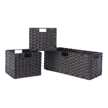 Load image into Gallery viewer, Melanie 3-Pc Foldable Woven Fiber Basket Set, Chocolate
