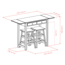 Load image into Gallery viewer, Mercer 3-Pc Drop Leaf Island with Square Seat Counter Stools, Cappuccino
