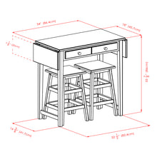 Load image into Gallery viewer, Mercer 3-Pc Drop Leaf Island with Square Seat Counter Stools, Cappuccino
