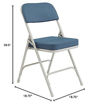 Load image into Gallery viewer, National Public Seating 3200 Series Steel Frame Upholstered Premium Fabric Seat and Back Folding Chair with Double Brace, 300 lbs Capacity, Regal Blue/Gray (Carton of 2)
