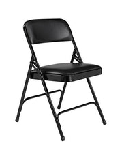 Load image into Gallery viewer, National Public Seating (4 Pack) NPS® 1200 Series Premium Vinyl Upholstered Double Hinge Folding Chair, Caviar Black, Model:1210
