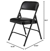 Load image into Gallery viewer, National Public Seating (4 Pack) NPS® 1200 Series Premium Vinyl Upholstered Double Hinge Folding Chair, Caviar Black, Model:1210
