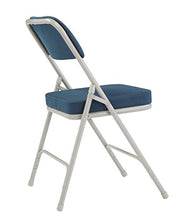 Load image into Gallery viewer, National Public Seating 3200 Series Steel Frame Upholstered Premium Fabric Seat and Back Folding Chair with Double Brace, 300 lbs Capacity, Regal Blue/Gray (Carton of 2)
