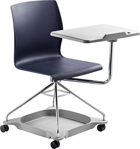 National Public Seating Mobile Chair with Tablet Arm and Storage, Blue