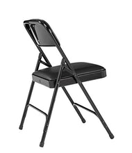 Load image into Gallery viewer, National Public Seating (4 Pack) NPS® 1200 Series Premium Vinyl Upholstered Double Hinge Folding Chair, Caviar Black, Model:1210
