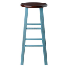 Load image into Gallery viewer, Ivy Bar Stool, Rustic Light Blue and WalnutSolid wood construction
