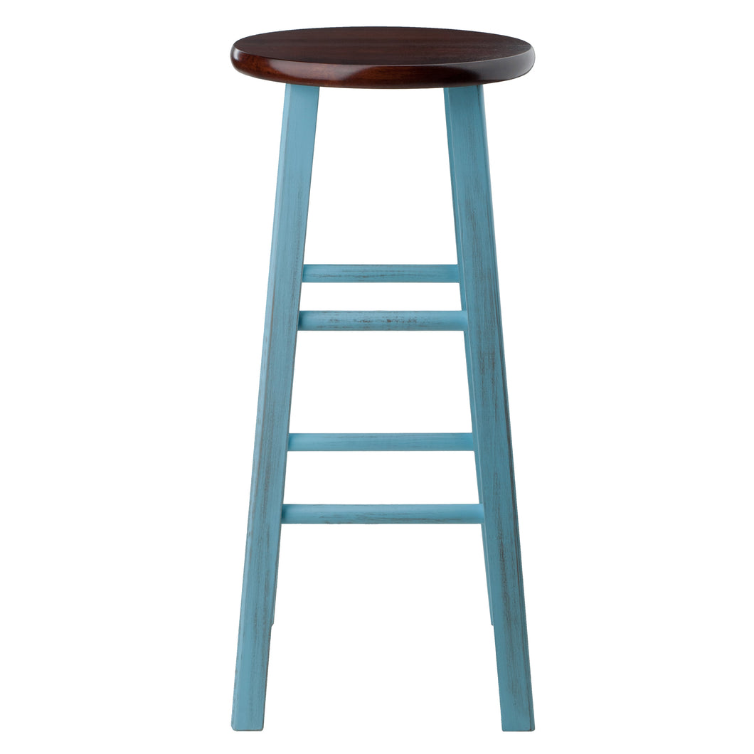 Ivy Bar Stool, Rustic Light Blue and WalnutSolid wood construction