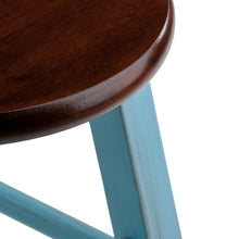 Load image into Gallery viewer, Ivy Bar Stool, Rustic Light Blue and WalnutSolid wood construction
