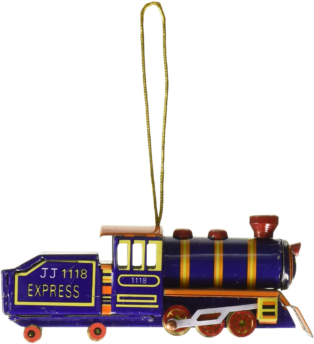 Alexander Taron AT2 Collectible Tin Ornament-Blue Train-1