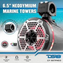 Load image into Gallery viewer, DS18 CF-X6TPNEO 6.5&quot; Neodymium Marine Towers with Built-in Passive Radiator, 1&quot; Driver and RGB LED Lights - High Performance, Marine Grade IP65 Rated, 450W Max 225W RMS 4 Ohms (Pair)
