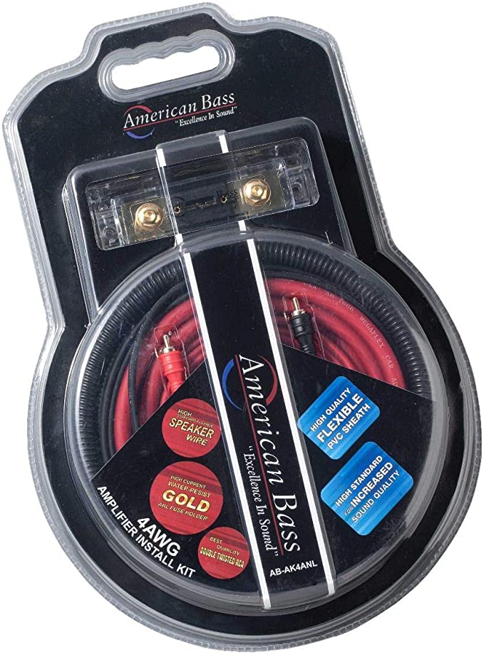 American Bass 4Gauge Wiring kit ANL FuseABAK4ANL