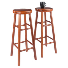 Load image into Gallery viewer, Oakley Swivel Seat Bar Stools, 2-Pc Set, Cherry Overall bar stool size is 13.5&quot;W x 13.5&quot;D x 30.9&quot;H.  Seat dimension is 13&quot; round.
