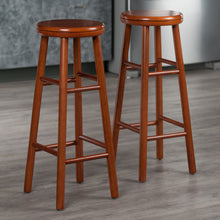 Load image into Gallery viewer, Oakley Swivel Seat Bar Stools, 2-Pc Set, Cherry Overall bar stool size is 13.5&quot;W x 13.5&quot;D x 30.9&quot;H.  Seat dimension is 13&quot; round.
