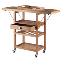 Load image into Gallery viewer, Barton Utility Kitchen Cart, Drop Leaf, BambooOverall size is 27.1&quot;W (with leaves down) x 14.8.1&quot;D x 35.4&quot;H
With leaves open 45.2&quot;W
