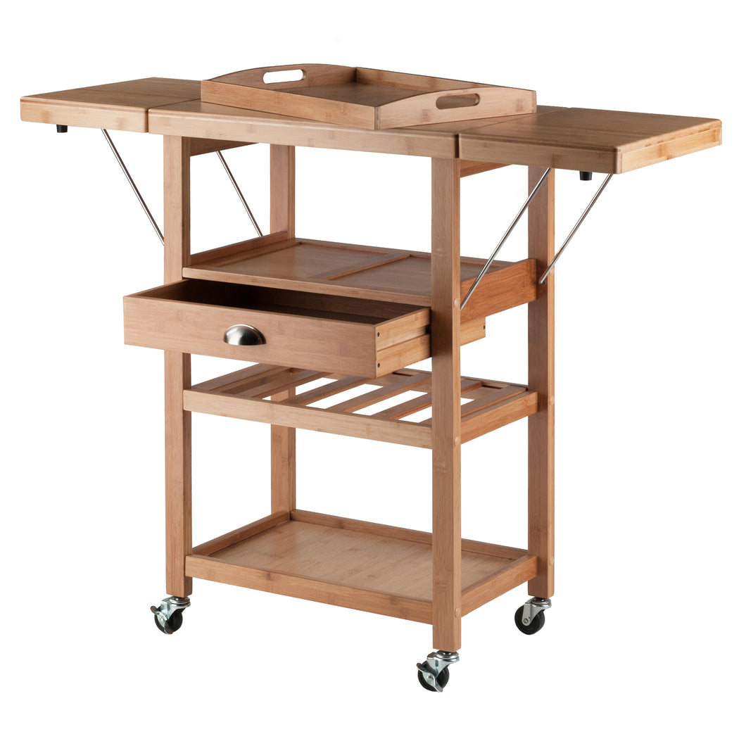 Barton Utility Kitchen Cart, Drop Leaf, BambooOverall size is 27.1