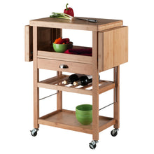 Load image into Gallery viewer, Barton Utility Kitchen Cart, Drop Leaf, BambooOverall size is 27.1&quot;W (with leaves down) x 14.8.1&quot;D x 35.4&quot;H
With leaves open 45.2&quot;W
