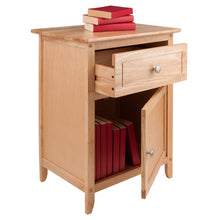 Load image into Gallery viewer, Eugene Accent Table, Nightstand, NaturalAssembled table is 18.9&quot;W x 14.9&quot;D x 25&quot;H.  Inside Drawer is 14.5&quot;W x 12.5&quot;D x 5.6&quot;H.
