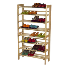 Load image into Gallery viewer, Clifford 4-Tier Shoe Rack, Stackable, NaturalOverall shoe rack size is 27.8&quot;W x 11.5&quot;D x 25.9&quot;H. Max stacked 2 units.
