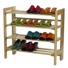 Load image into Gallery viewer, Clifford 4-Tier Shoe Rack, Stackable, NaturalOverall shoe rack size is 27.8&quot;W x 11.5&quot;D x 25.9&quot;H. Max stacked 2 units.
