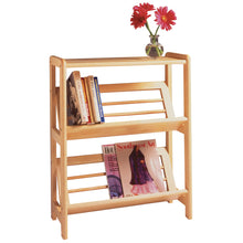 Load image into Gallery viewer, Juliet 2- Tier Tilted Bookshelf, NaturalOverall shelf size is 24&quot;W x 10&quot;D x 30&quot;H.
