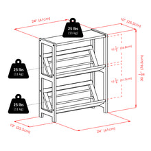 Load image into Gallery viewer, Juliet 2- Tier Tilted Bookshelf, NaturalOverall shelf size is 24&quot;W x 10&quot;D x 30&quot;H.
