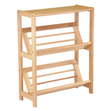 Load image into Gallery viewer, Juliet 2- Tier Tilted Bookshelf, NaturalOverall shelf size is 24&quot;W x 10&quot;D x 30&quot;H.
