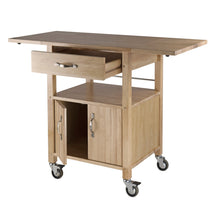 Load image into Gallery viewer, Rachael Kitchen Cart, Drop Leaf, NaturalOverall size is 43.25&quot;W x 20.1&quot;D x 33&quot;H.  Top only 23.5&quot;W x 20.1&quot;H.  Each leaf 9.8&quot;W x 20.1&quot;D.
