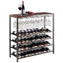 Load image into Gallery viewer, Michelle 48-Bottle Wine Rack, Antique BronzeCan store 40 bottles of wine and 24 standard sized wine glasses
