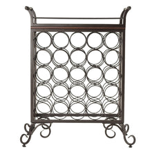 Load image into Gallery viewer, Silvano 25-Bottle Wine Rack, Removable Tray, Antique BronzeOverall wine rack size is 25.8&quot;W x 13.5&quot;D x 30.1&quot;H.
