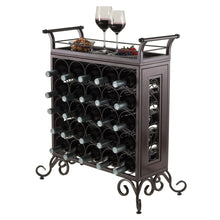 Load image into Gallery viewer, Silvano 25-Bottle Wine Rack, Removable Tray, Antique BronzeOverall wine rack size is 25.8&quot;W x 13.5&quot;D x 30.1&quot;H.
