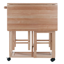 Load image into Gallery viewer, Suzanne 3-Pc Space Saver Set, NaturalTable top opened size is 27.3&quot;W x 29.6&quot;D.  Closed position measures 29.6&quot;W x15.4&quot;D x 32.75&quot;H.
