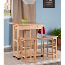 Load image into Gallery viewer, Suzanne 3-Pc Space Saver Set, NaturalTable top opened size is 27.3&quot;W x 29.6&quot;D.  Closed position measures 29.6&quot;W x15.4&quot;D x 32.75&quot;H.
