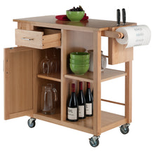 Load image into Gallery viewer, Douglas Utility Kitchen Cart, Natural Features a lockable swing-door cabinet
