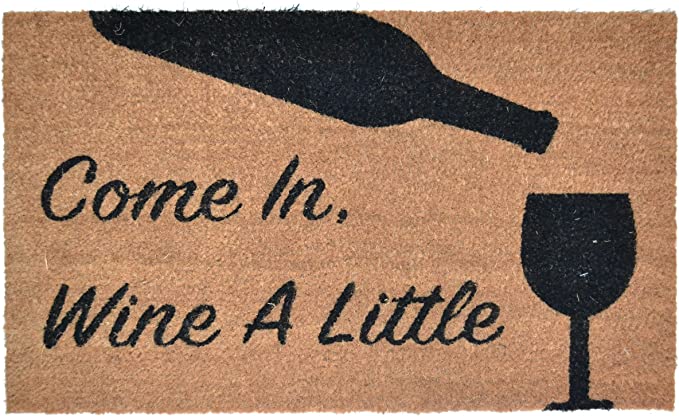 Imports Décor PVC Backed Coir Doormat, Wine A Little, 18