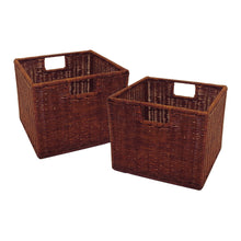 Load image into Gallery viewer, Leo 2-Pc Wicker Basket Set, Small, Walnut RattanThis set comes with 2 Small size baskets with opening of 11&quot;W x 10&quot;D x 9&quot;H.
