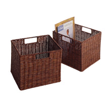 Load image into Gallery viewer, Leo 2-Pc Wicker Basket Set, Small, Walnut RattanThis set comes with 2 Small size baskets with opening of 11&quot;W x 10&quot;D x 9&quot;H.
