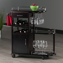 Load image into Gallery viewer, Jimmy Entertainment Cart, EspressoCart overall size is 35.4&quot;W x 15.3&quot;D x 35.9&quot;H.  Top serving area is 24.4&quot;W x 14.5&quot;D.
