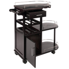 Load image into Gallery viewer, Jimmy Entertainment Cart, EspressoCart overall size is 35.4&quot;W x 15.3&quot;D x 35.9&quot;H.  Top serving area is 24.4&quot;W x 14.5&quot;D.
