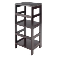 Load image into Gallery viewer, Leo 2-Tier Storage Shelf, EspressoOpen flow desined 2-Section shelf assembled size is 13.3&quot;W x 11.2&quot;D x 29.2&quot;H.  Shelf clearance is 12&quot;.
