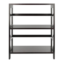 Load image into Gallery viewer, Leo Wide 2-Tier Storage Shelf, EspressoOpen panel 2-Section designed shelf assembled size is 25.2&quot;W x 11.2&quot;D x 29.2&quot;H.  Shelf clearance is 12&quot;.
