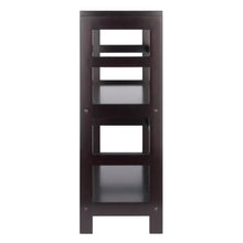 Load image into Gallery viewer, Leo Wide 2-Tier Storage Shelf, EspressoOpen panel 2-Section designed shelf assembled size is 25.2&quot;W x 11.2&quot;D x 29.2&quot;H.  Shelf clearance is 12&quot;.
