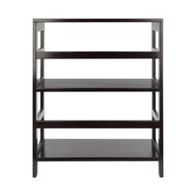 Load image into Gallery viewer, Leo Wide 2-Tier Storage Shelf, EspressoOpen panel 2-Section designed shelf assembled size is 25.2&quot;W x 11.2&quot;D x 29.2&quot;H.  Shelf clearance is 12&quot;.
