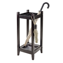 Load image into Gallery viewer, Jana Umbrella Stand with Tray, EspressoOverall size is 11&quot;W x 11&quot;D x 26&quot;H
