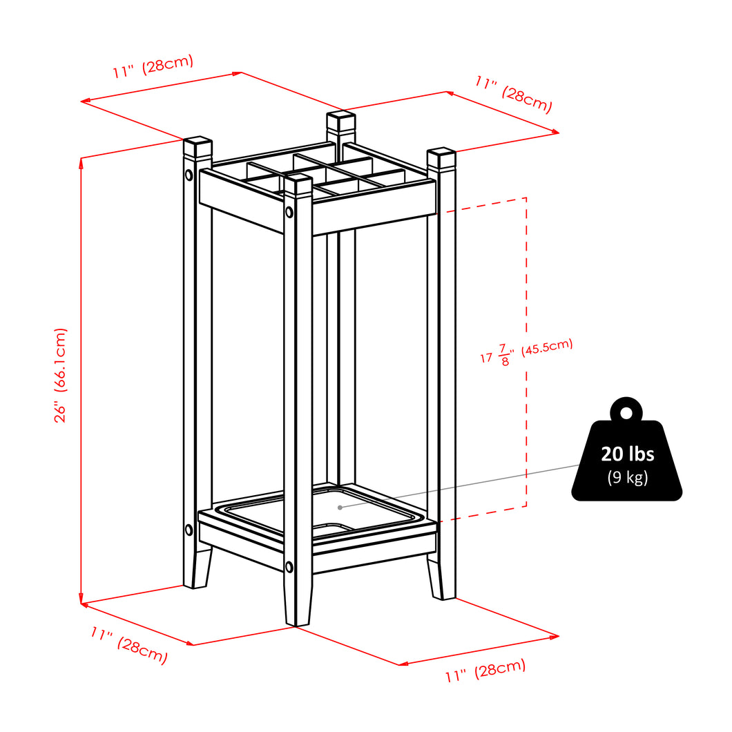 Jana Umbrella Stand with Tray, EspressoOverall size is 11