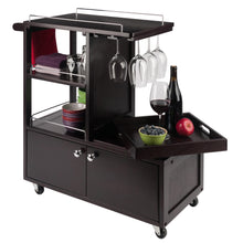 Load image into Gallery viewer, Galen Entertainment Cart, EspressoOverall size of 34.25&quot;W x 16.77&quot;D x 34.37&quot;H.  Cart top serving surface is 24&quot;W x 14.89&quot;D.
