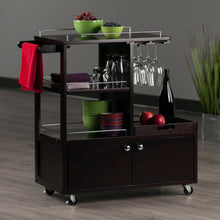 Load image into Gallery viewer, Galen Entertainment Cart, EspressoOverall size of 34.25&quot;W x 16.77&quot;D x 34.37&quot;H.  Cart top serving surface is 24&quot;W x 14.89&quot;D.
